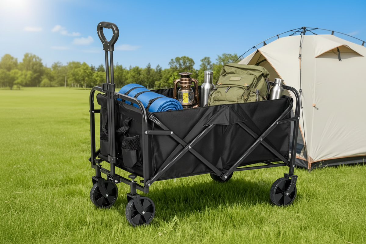 Black Folding Wagon - Camping Scene